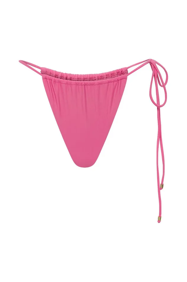 Meshki Swimwear Andie Recycled Nylon Ruched String Side Bikini Brief 8211 Pink Pink 8211 Women