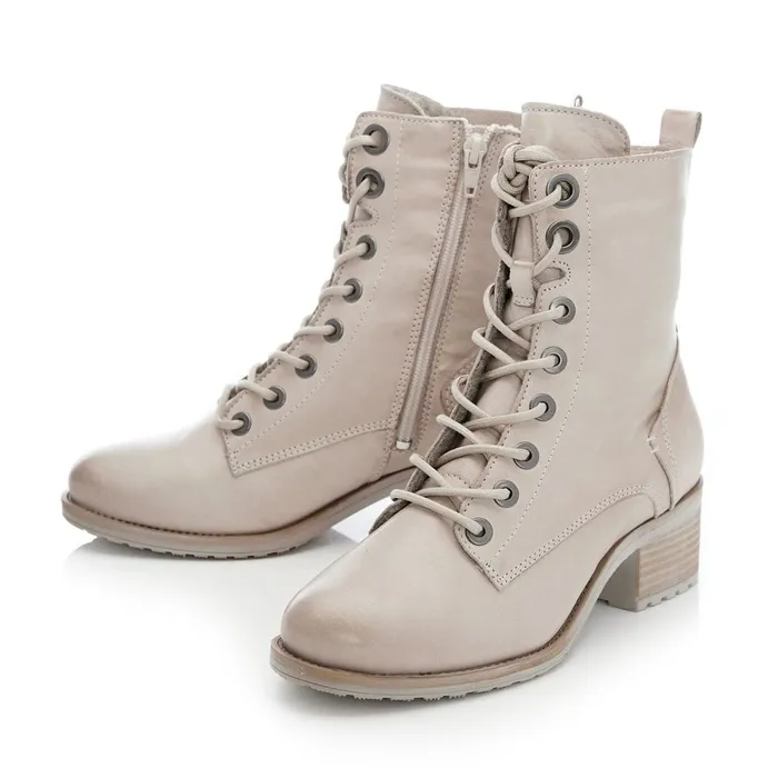 MidCalf Boots Women Moda In Pelle Bezzie Cream Leather