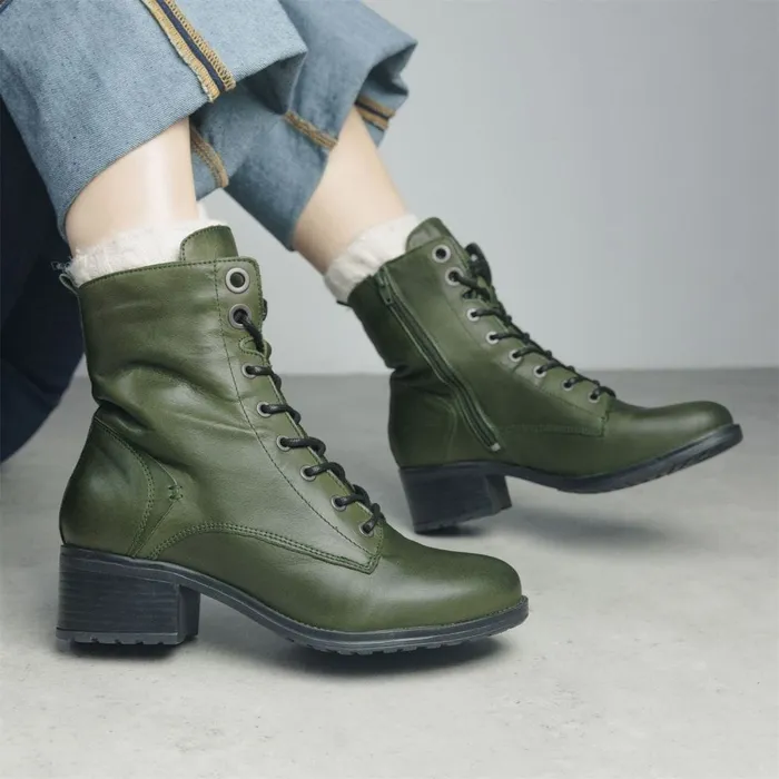 MidCalf Boots Women Moda In Pelle Bezzie Green Leather