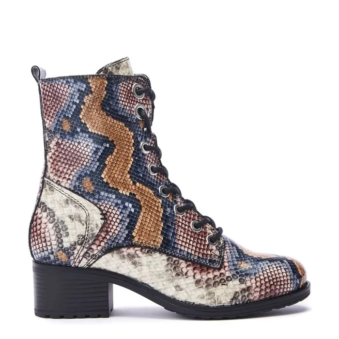 MidCalf Boots Women Moda In Pelle Bezzie Multi Snake Leather