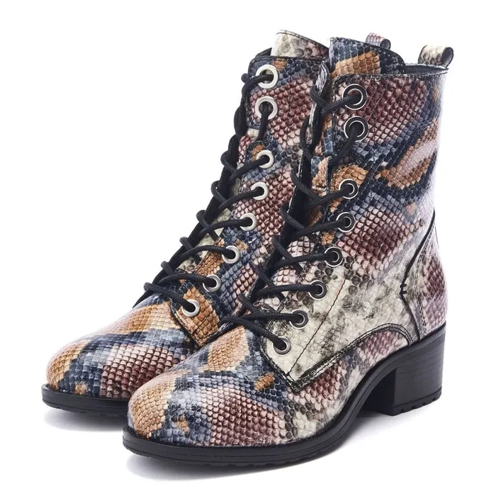 MidCalf Boots Women Moda In Pelle Bezzie Multi Snake Leather