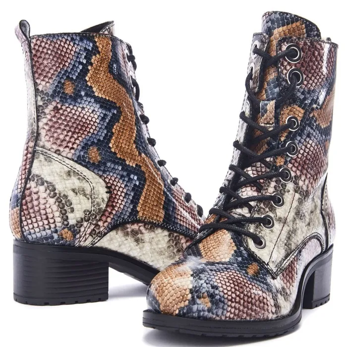 MidCalf Boots Women Moda In Pelle Bezzie Multi Snake Leather
