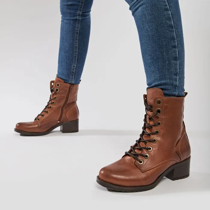 MidCalf Boots Women Moda In Pelle Bezzie Tan Leather