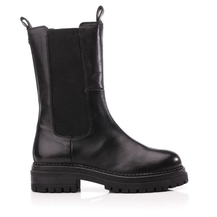 MidCalf Boots Women Moda In Pelle Giala Black Leather