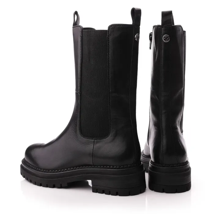 MidCalf Boots Women Moda In Pelle Giala Black Leather