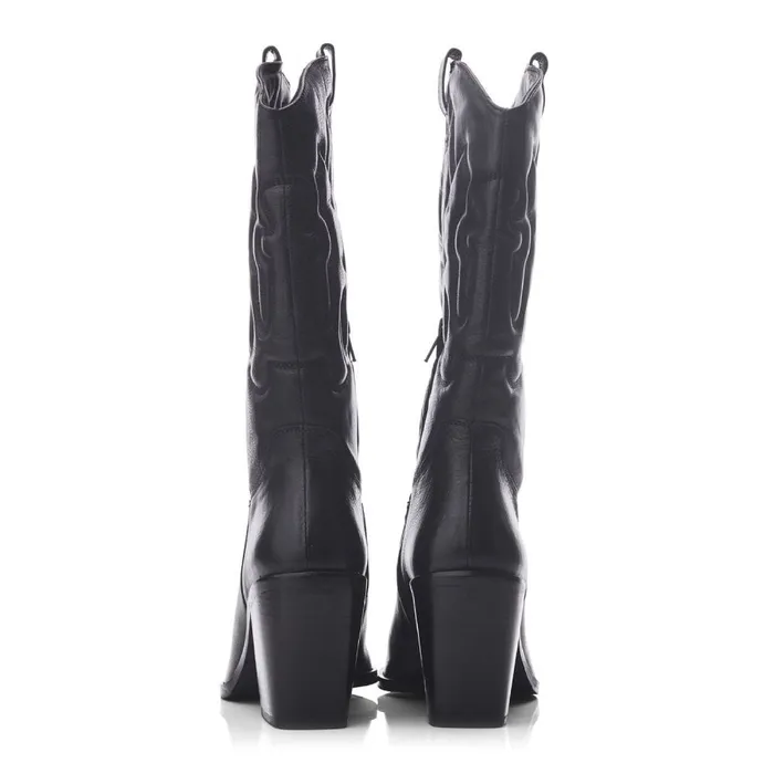 MidCalf Boots Women Moda In Pelle Leahannie Black Leather