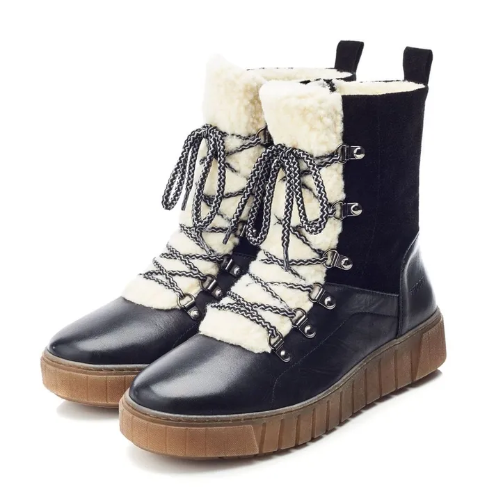 MidCalf Boots Women Moda In Pelle Shoon Sh Braemar Black Leather