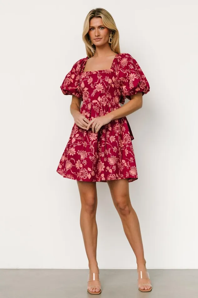 Milana Mini Dress Wine Print Women Baltic Born Short Dresses