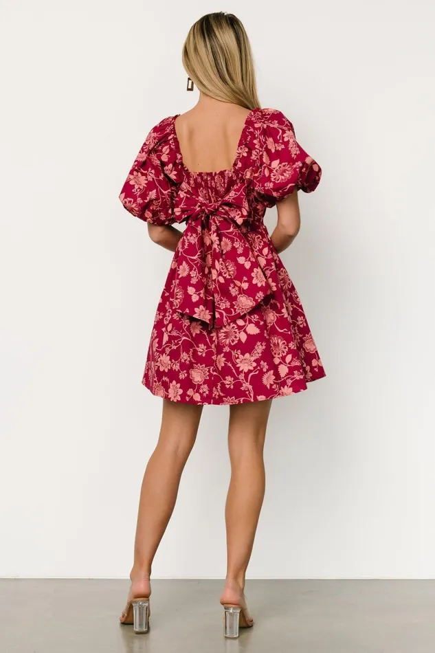 Milana Mini Dress Wine Print Women Baltic Born Short Dresses Milana Mini Dress Wine Print Women Baltic Born Short Dresses