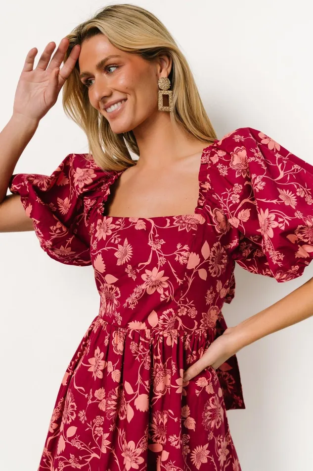 Milana Mini Dress Wine Print Women Baltic Born Short Dresses Milana Mini Dress Wine Print Women Baltic Born Short Dresses