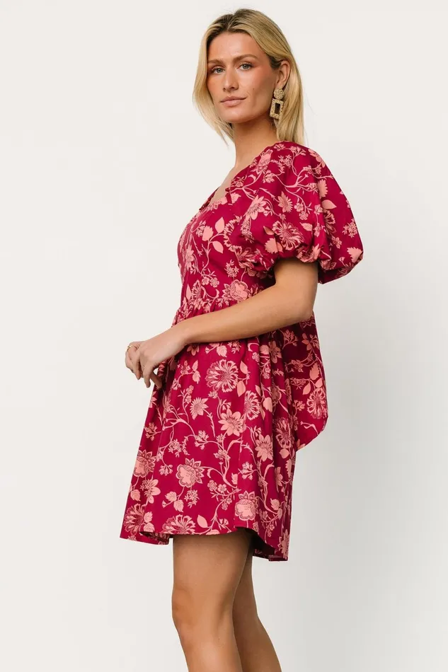 Milana Mini Dress Wine Print Women Baltic Born Short Dresses Milana Mini Dress Wine Print Women Baltic Born Short Dresses