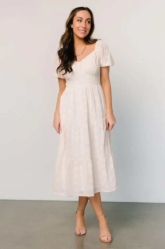Mildred Embroidered Midi Dress Vintage Cream Women Baltic Born Bridal
