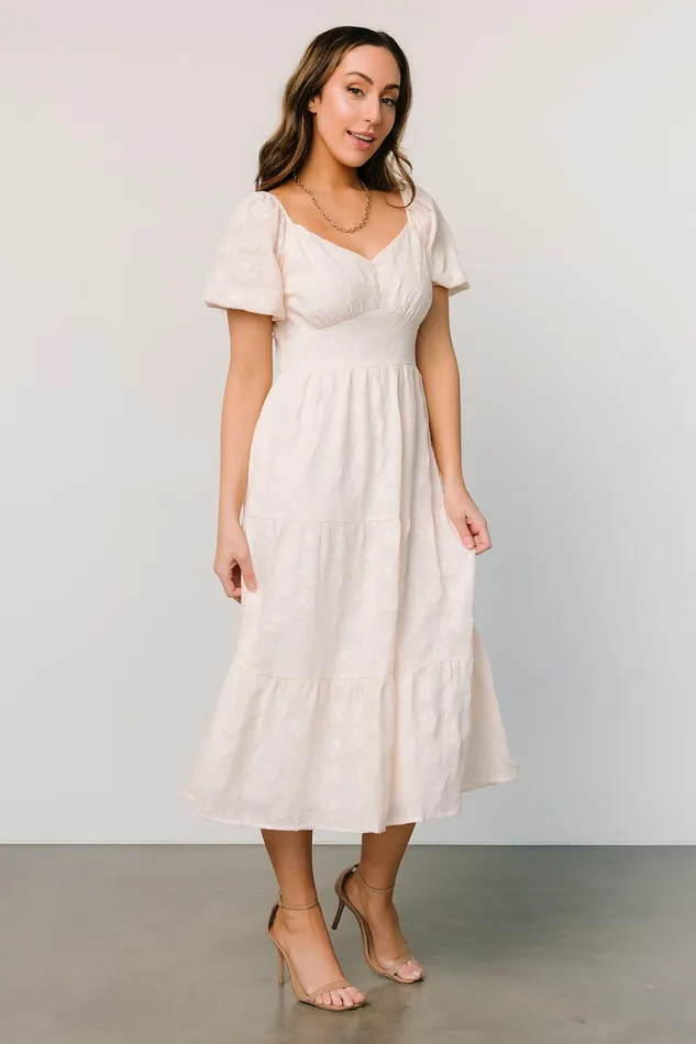 Mildred Embroidered Midi Dress Vintage Cream Women Baltic Born Bridal Mildred Embroidered Midi Dress Vintage Cream Women Baltic Born Bridal