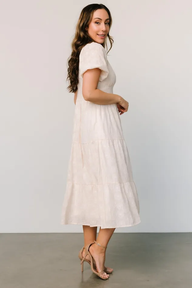Mildred Embroidered Midi Dress Vintage Cream Women Baltic Born Bridal Mildred Embroidered Midi Dress Vintage Cream Women Baltic Born Bridal