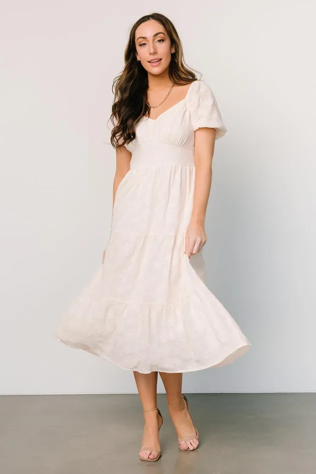 Mildred Embroidered Midi Dress Vintage Cream Women Baltic Born Bridal Mildred Embroidered Midi Dress Vintage Cream Women Baltic Born Bridal