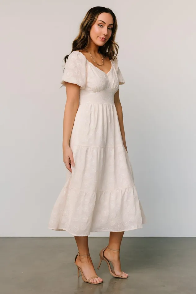Mildred Embroidered Midi Dress Vintage Cream Women Baltic Born Bridal Mildred Embroidered Midi Dress Vintage Cream Women Baltic Born Bridal