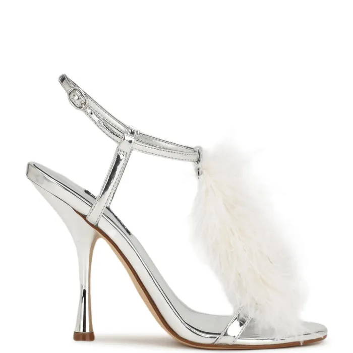Million Ankle Strap Heeled Sandals Silverwhite Women Nine West High Heels