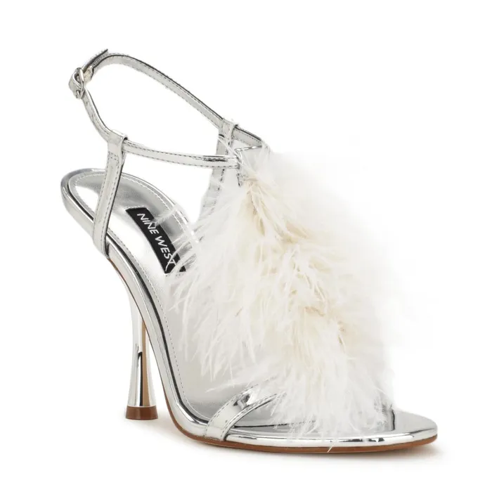 Million Ankle Strap Heeled Sandals Silverwhite Women Nine West High Heels