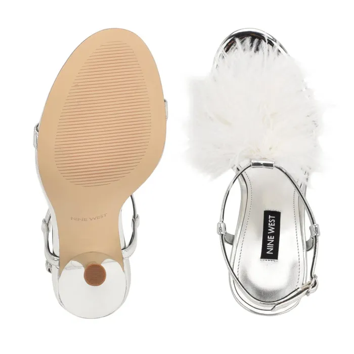 Million Ankle Strap Heeled Sandals Silverwhite Women Nine West High Heels