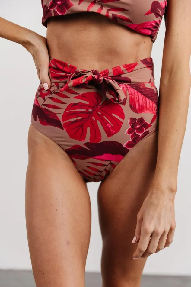 Milos High Waist Bikini Bottom Red Print Women Baltic Born Bikini Milos High Waist Bikini Bottom Red Print Women Baltic Born Bikini