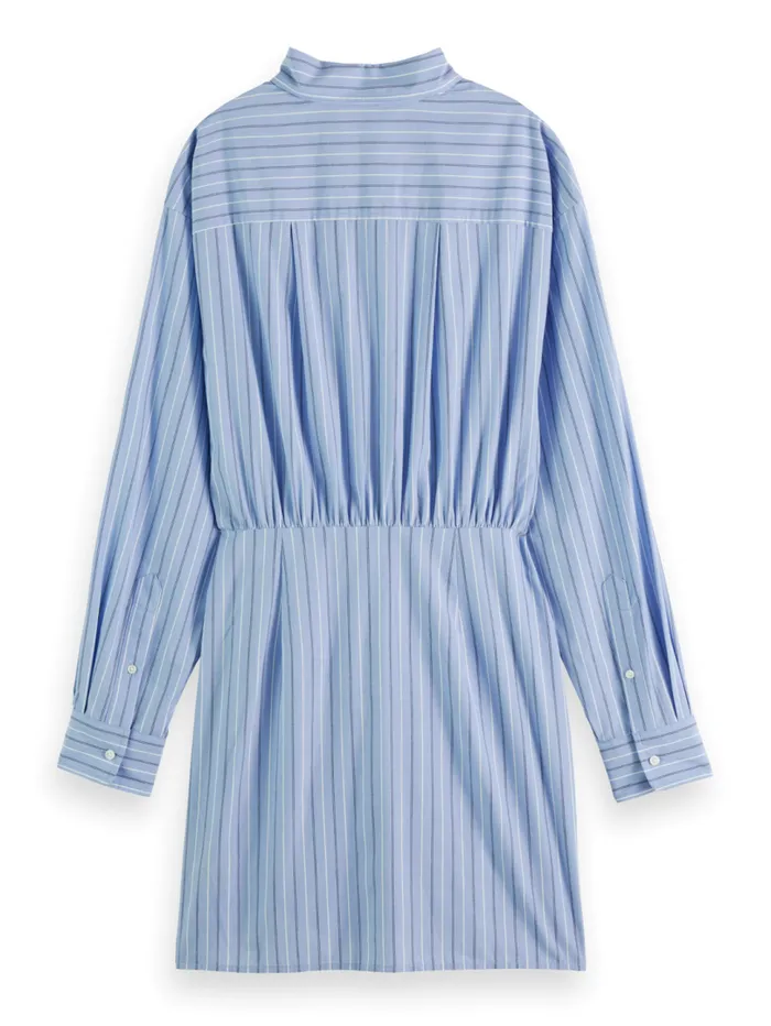 MINI POPLIN WRAP DRESS Mystic Blue Stripe Women Scotch and Soda Dresses and Jumpsuits MINI POPLIN WRAP DRESS Mystic Blue Stripe Women Scotch and Soda Dresses and Jumpsuits