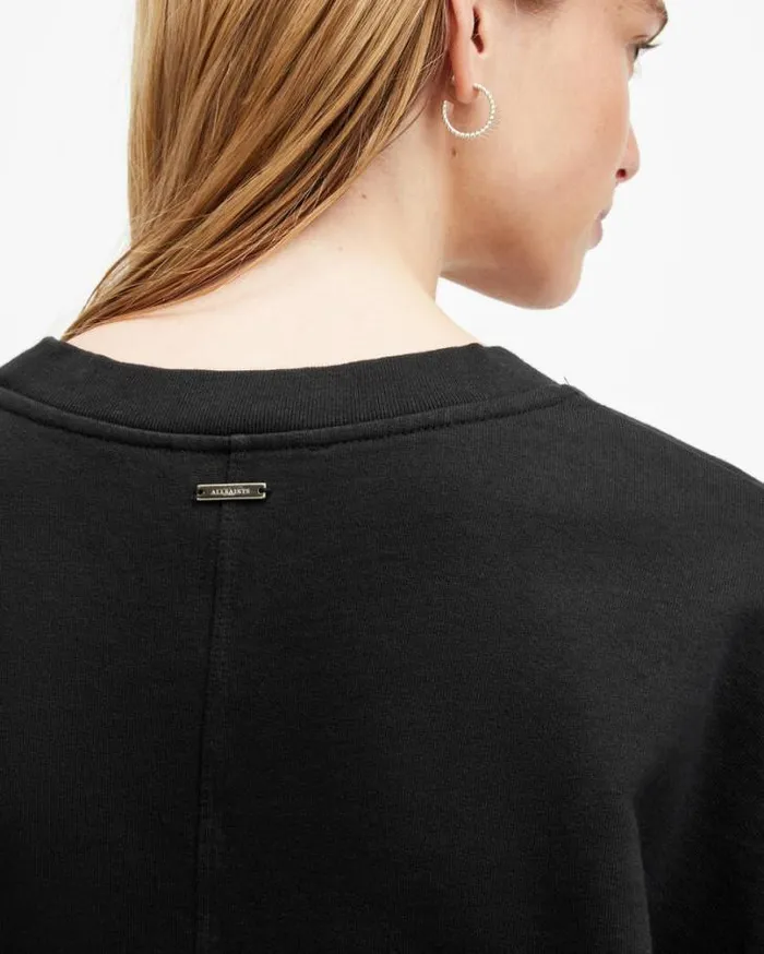 Mira Drawcord Relaxed Fit Sweatshirt Black Women AllSaints Sweatshirts and Hoodies