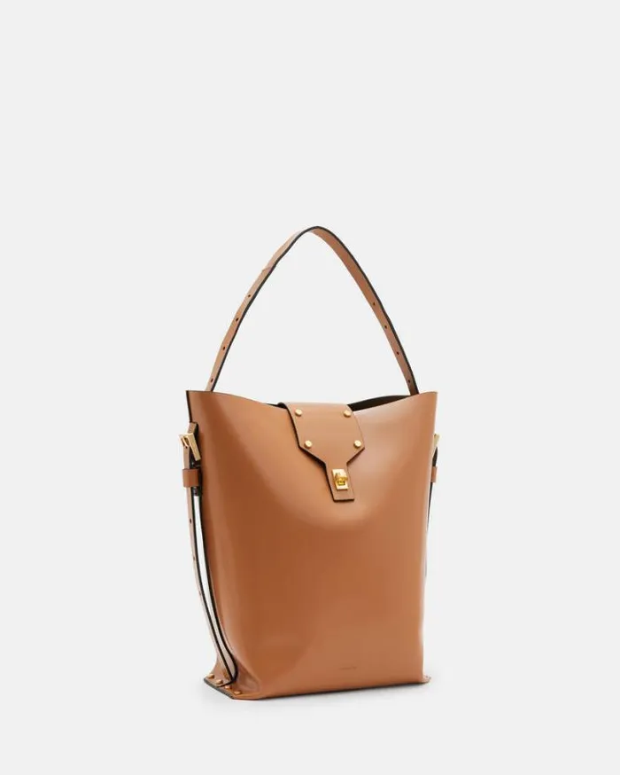 Miro Adjustable Leather Shoulder Bag Desert Tan Women AllSaints Handbags and Wallets Miro Adjustable Leather Shoulder Bag Desert Tan Women AllSaints Handbags and Wallets