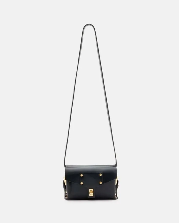 Miro Mini Leather Crossbody Bag Black Women AllSaints Accessories