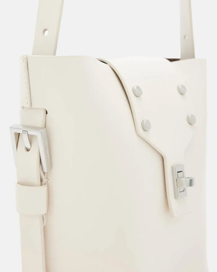 Miro Turn Lock Leather Crossbody Bag Desert White Women AllSaints Handbags and Wallets