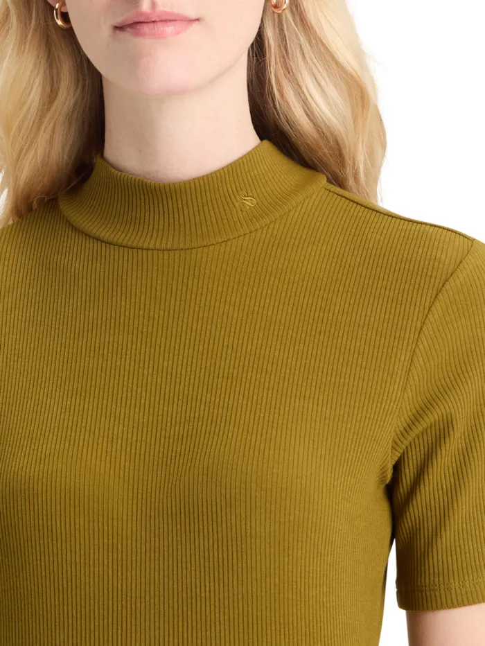 MOCK NECK RIB TSHIRT Olive Women Scotch and Soda Tops and TShirts