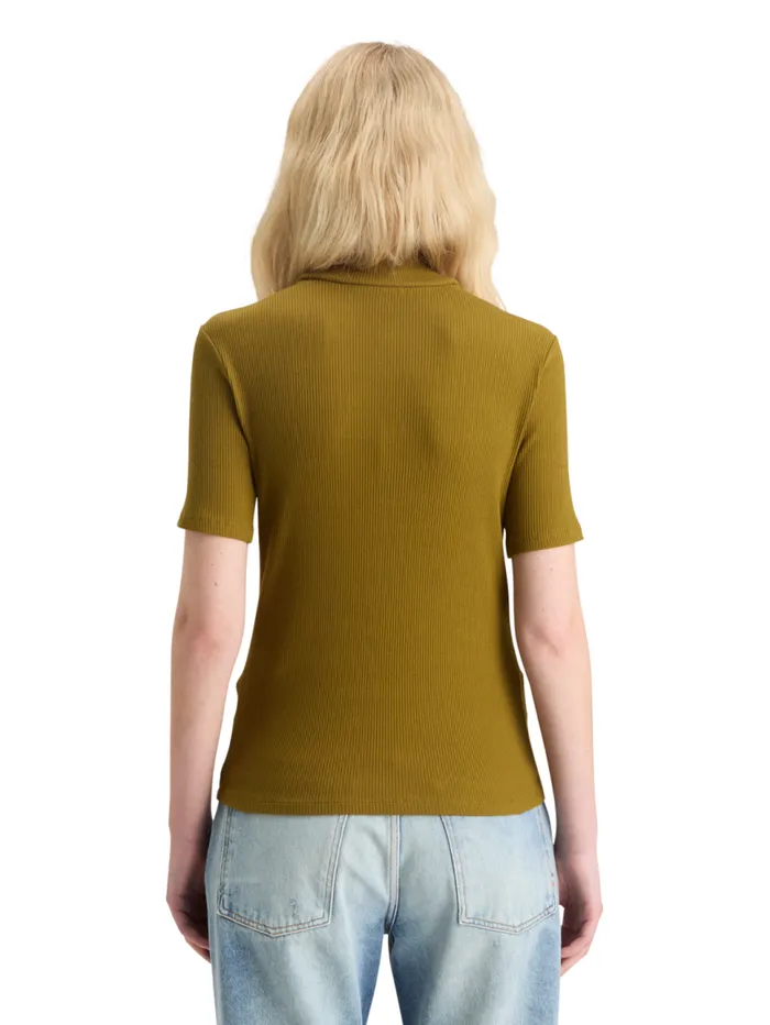 MOCK NECK RIB TSHIRT Olive Women Scotch and Soda Tops and TShirts