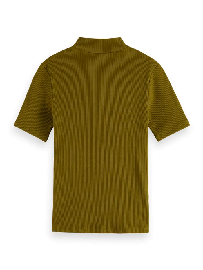 MOCK NECK RIB TSHIRT Olive Women Scotch and Soda Tops and TShirts