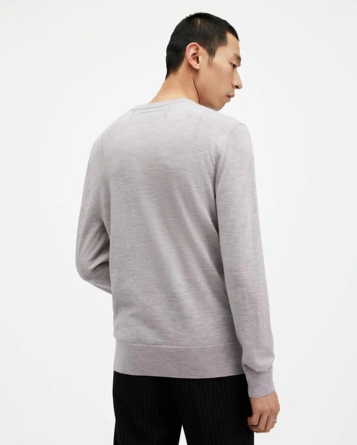 Mode Merino Crew Neck Ramskull Sweater Cool Grey Men AllSaints Sweaters