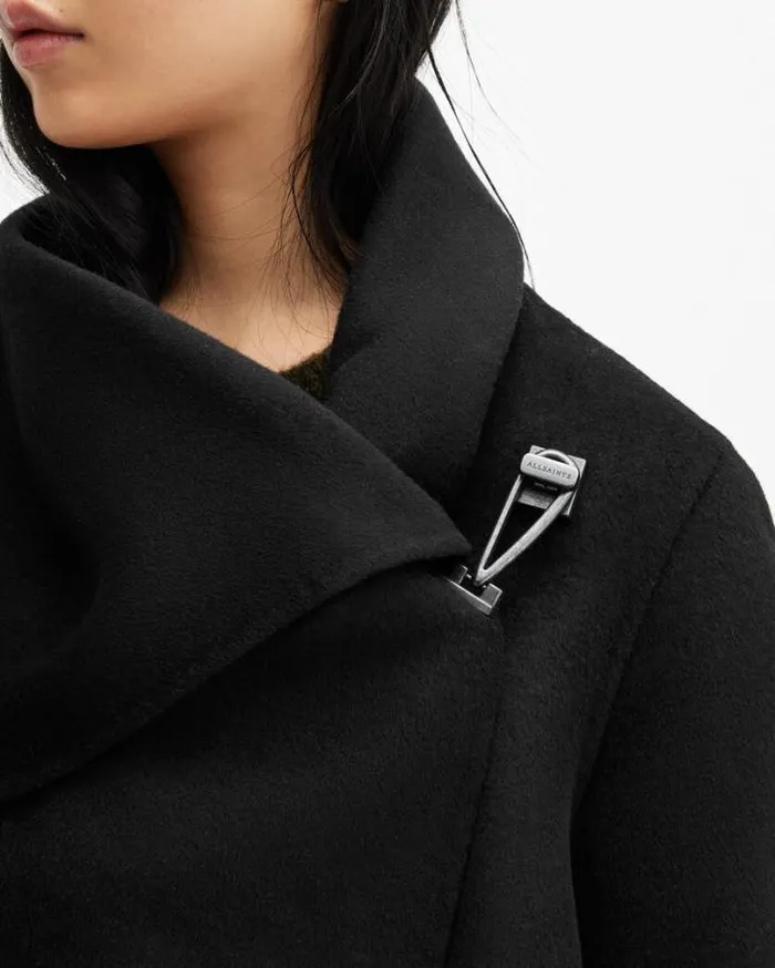 Monument Eve Wool Blend Coat Black Women AllSaints Jackets and Coats