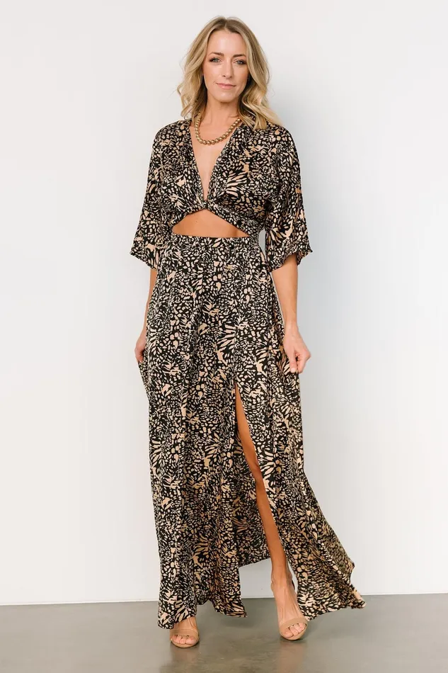 Morlana Maxi Dress Black Tan Print Women Baltic Born Cover Ups
