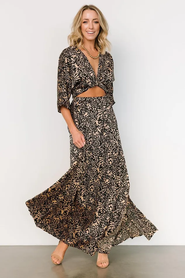 Morlana Maxi Dress Black Tan Print Women Baltic Born Cover Ups Morlana Maxi Dress Black Tan Print Women Baltic Born Cover Ups