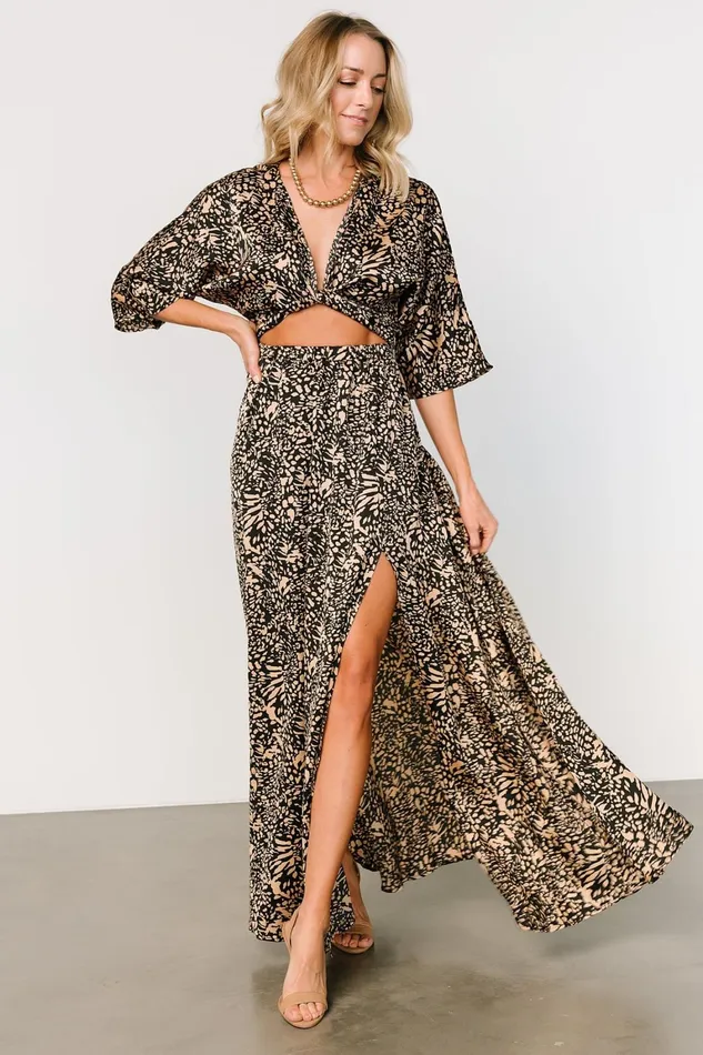 Morlana Maxi Dress Black Tan Print Women Baltic Born Cover Ups Morlana Maxi Dress Black Tan Print Women Baltic Born Cover Ups