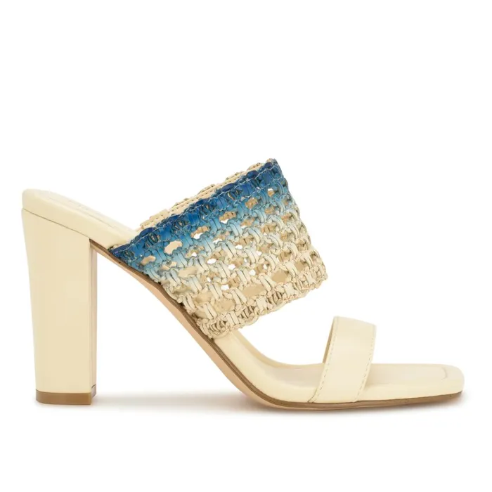 Mylas Heeled Slide Sandals Cream Blue Ombre Women Nine West High Heels