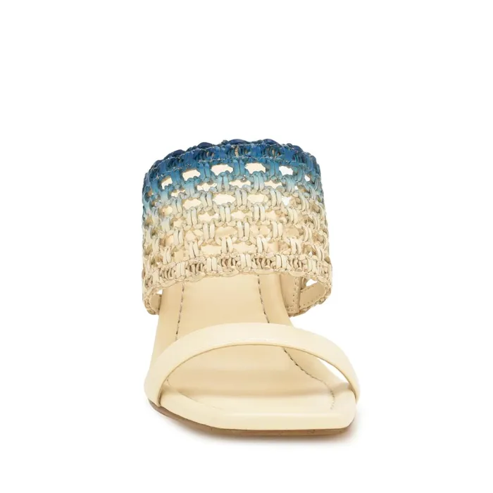 Mylas Heeled Slide Sandals Cream Blue Ombre Women Nine West High Heels Mylas Heeled Slide Sandals Cream Blue Ombre Women Nine West High Heels