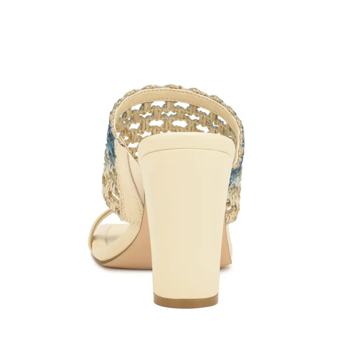 Mylas Heeled Slide Sandals Cream Blue Ombre Women Nine West High Heels Mylas Heeled Slide Sandals Cream Blue Ombre Women Nine West High Heels