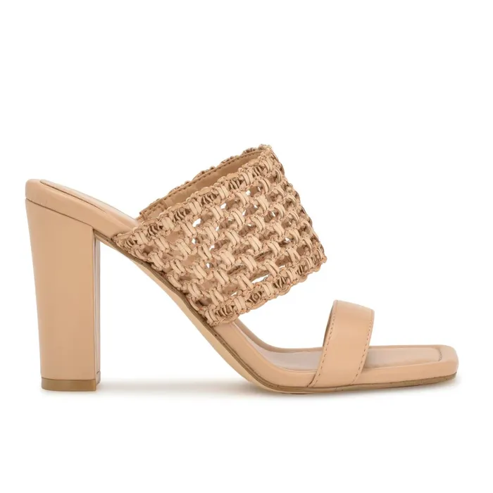 Mylas Heeled Slide Sandals Light Natural Women Nine West Heeled