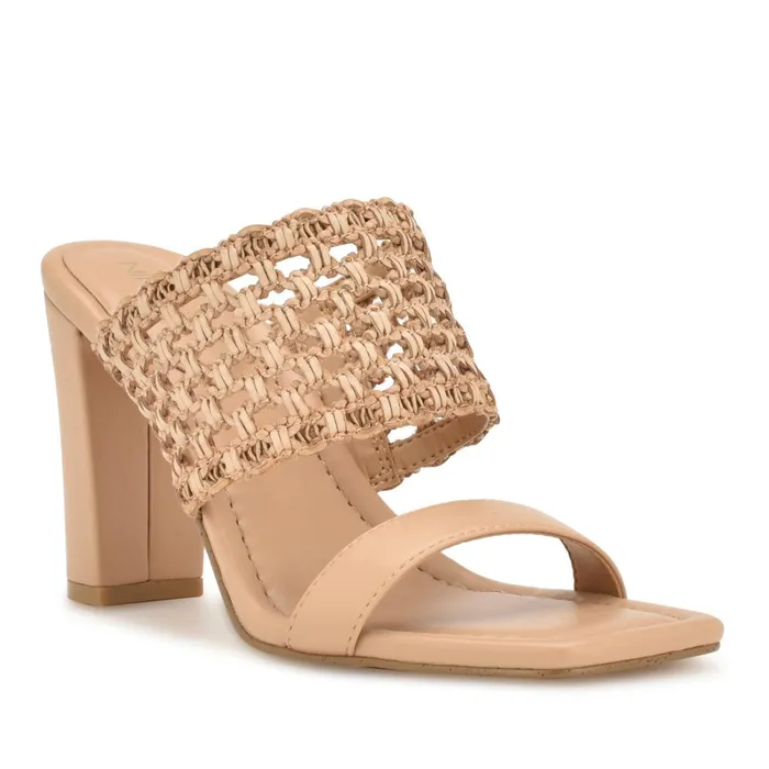 Mylas Heeled Slide Sandals Light Natural Women Nine West Heeled