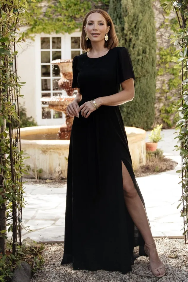 Naomi Short Sleeve Maxi Dress Black Women Baltic Born Mother Of The Bride