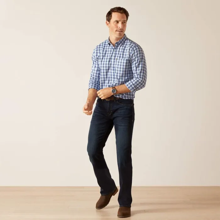 Napa Shirt Ice Blue Plaid Men Ariat Button Down Shirts