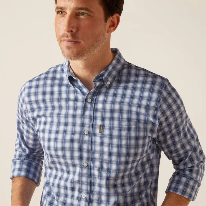 Napa Shirt Ice Blue Plaid Men Ariat Button Down Shirts