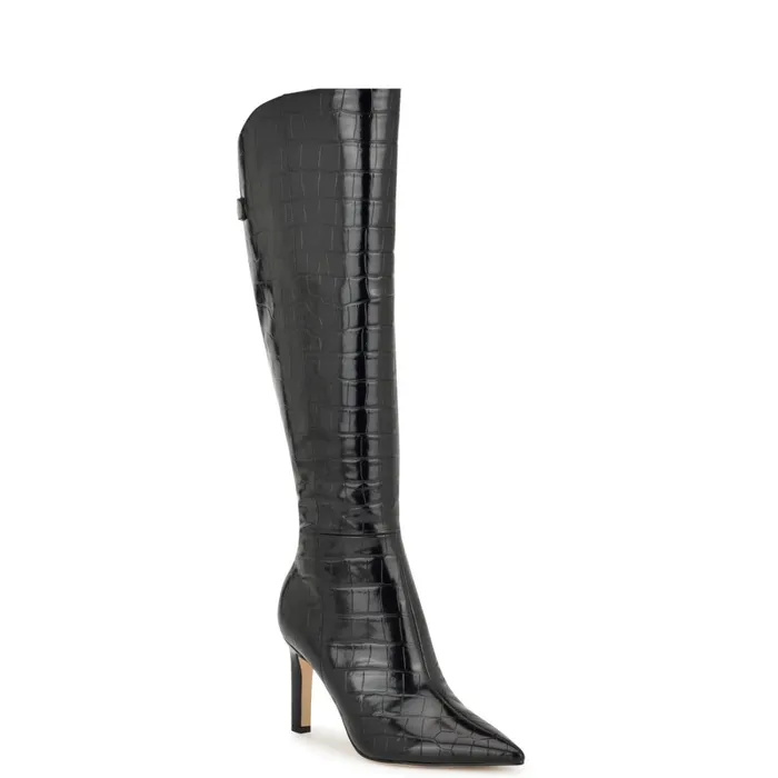 Napts Dress Boots Black Croco Women Nine West Boots and Booties