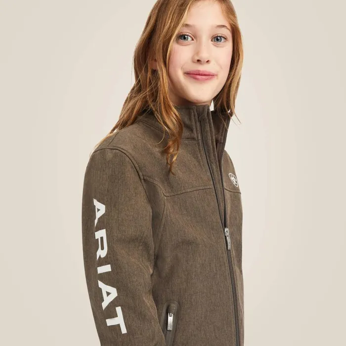 New Team Softshell Jacket Banyan Bark Heather Kids Ariat Jackets and Vests New Team Softshell Jacket Banyan Bark Heather Kids Ariat Jackets and Vests