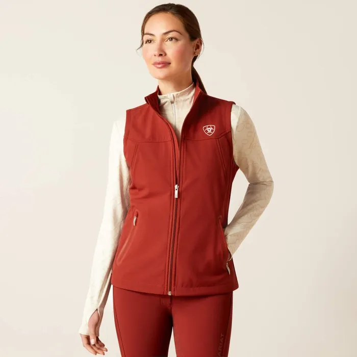 New Team Softshell Vest Fired Brick Women Ariat Jackets and Vests