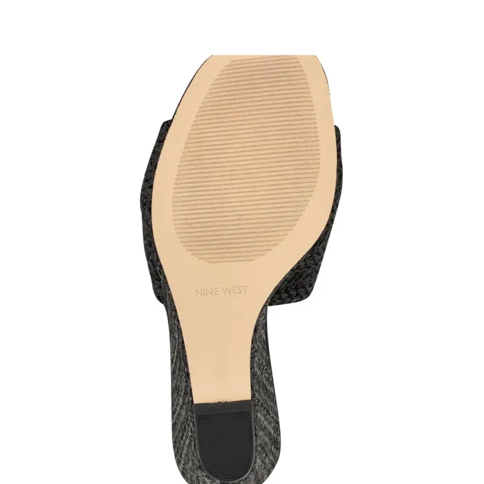 Nikhil Twist Wedge Sandals Black Raffia Women Nine West Mid Heels Nikhil Twist Wedge Sandals Black Raffia Women Nine West Mid Heels