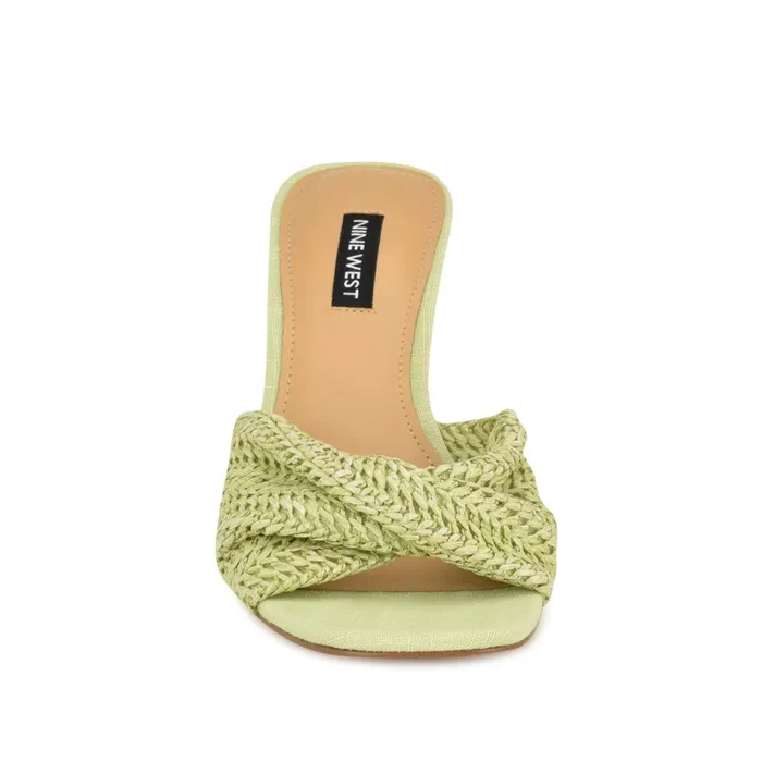 Nikhil Twist Wedge Sandals Green Raffia Women Nine West Mid Heels Nikhil Twist Wedge Sandals Green Raffia Women Nine West Mid Heels